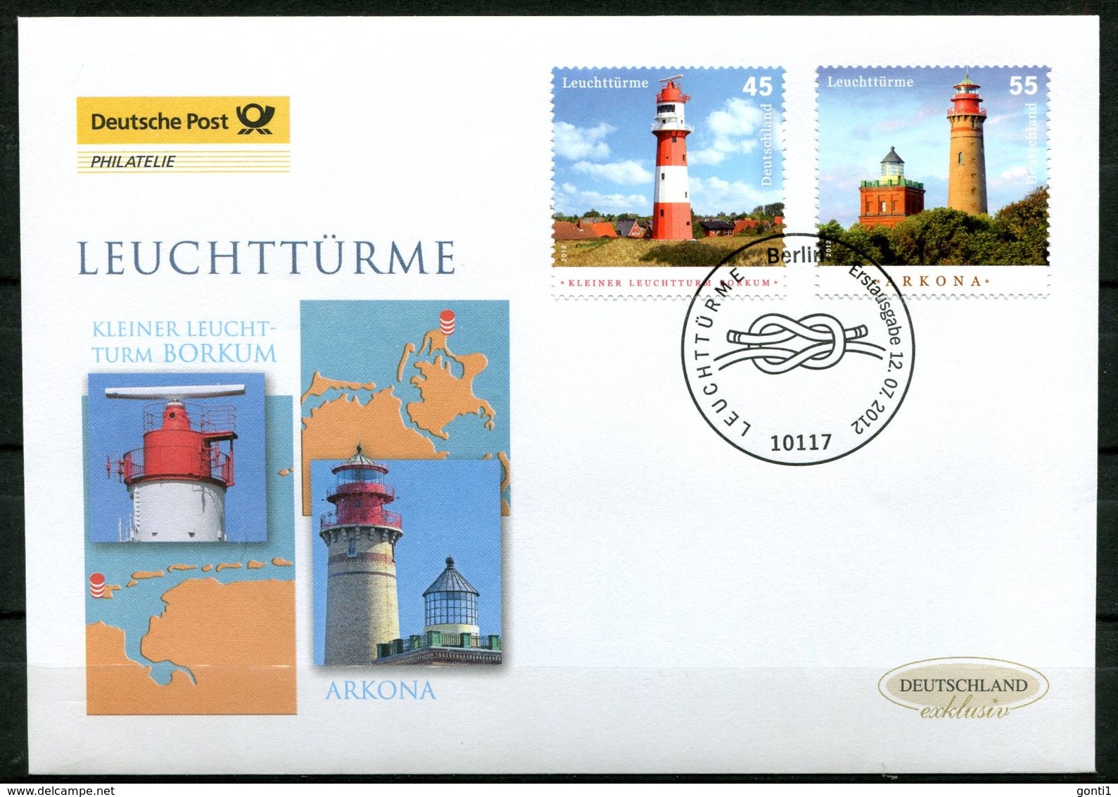 First Day Cover Germany 2012 Mi.Nr.2942/43 Ersttagsbrief "Leuchttürme-Borkum Und Kap Arkona"1 FDC - Leuchttürme