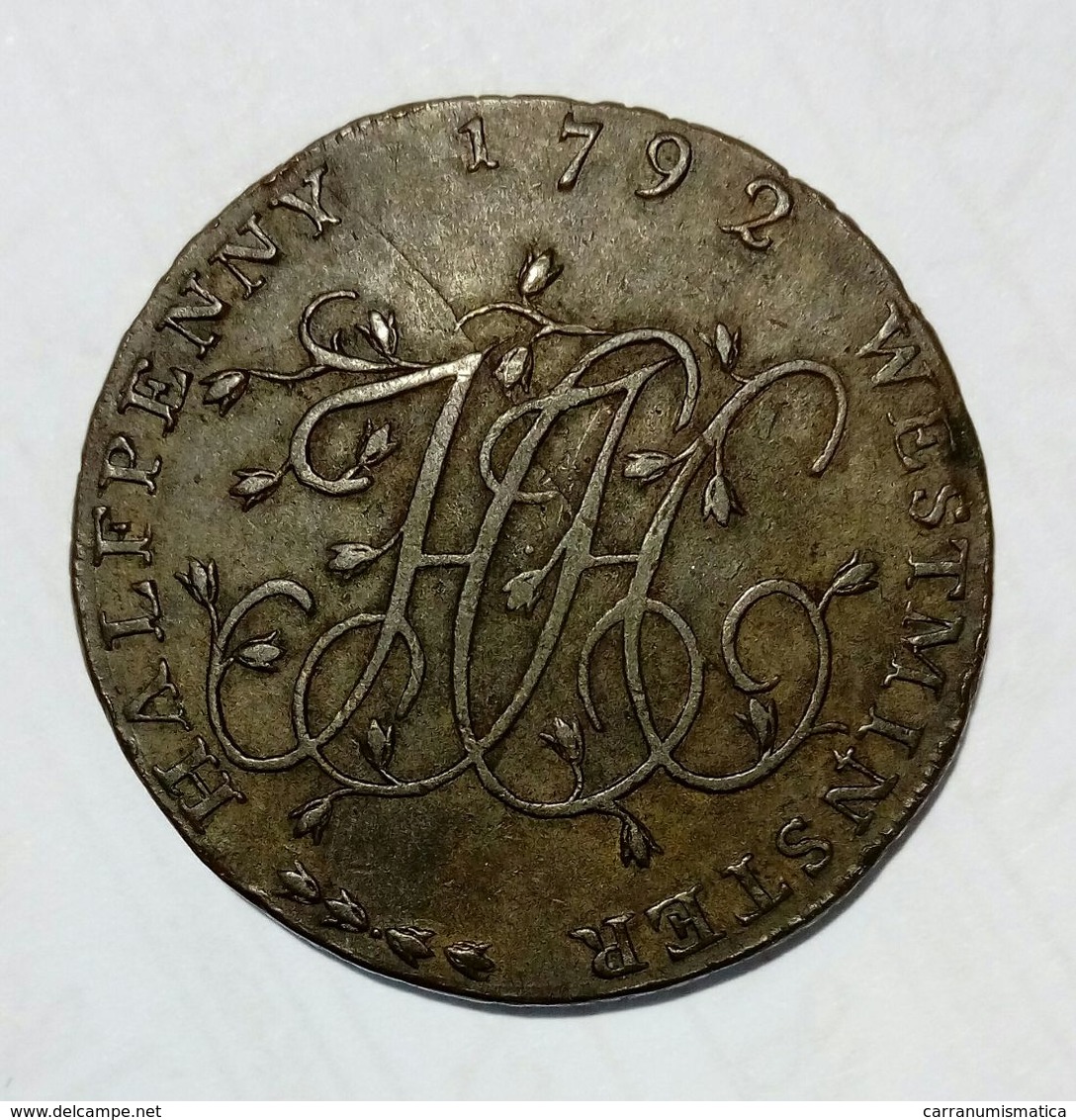 WESTMINSTER - Half Penny Token ( 1792 ) John Howard - Copper - Monetari/ Di Necessità