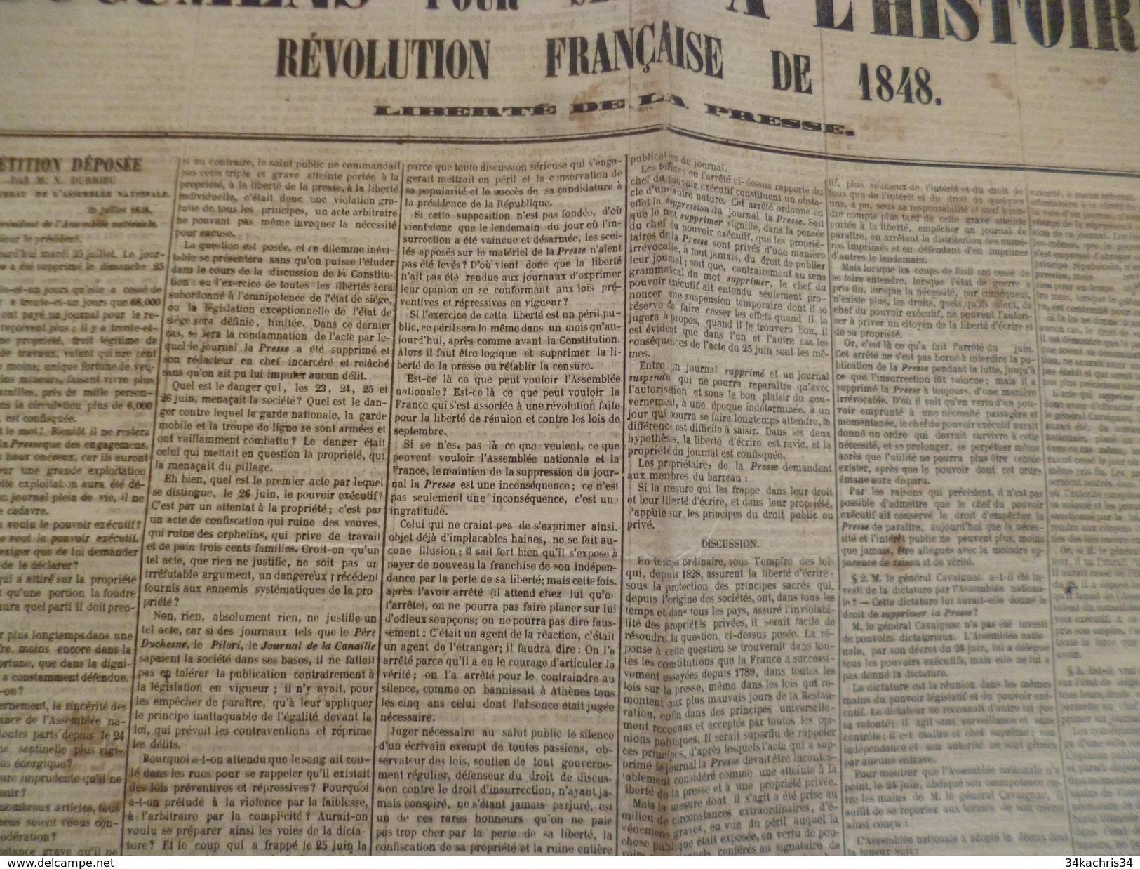 Journal Révolution Française De 1848 Documents Pour Servir à L'histoire. Liberté Presse - 1850 - 1899