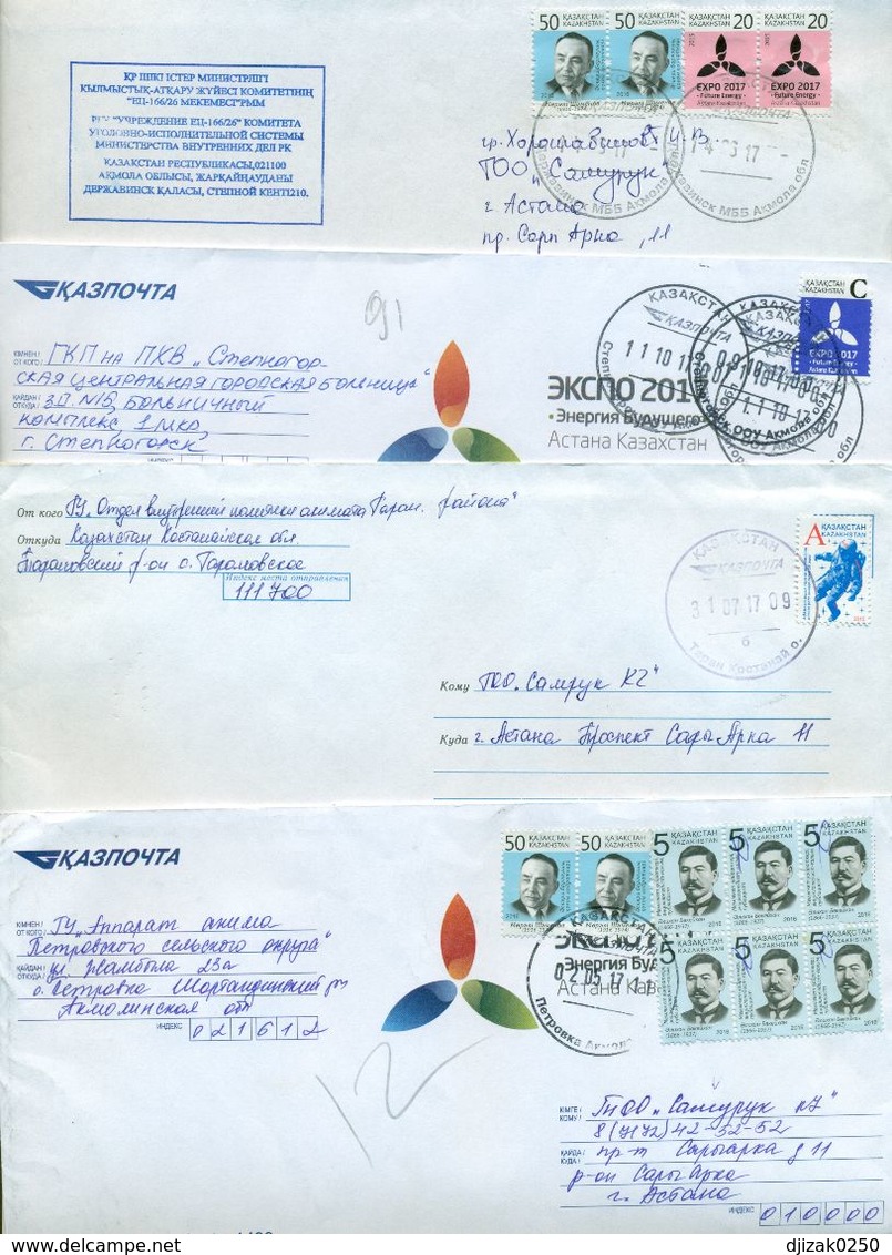 Kazakhstan.Four Envelopes Past The Mail. One Envelope Registered. - Kazakhstan