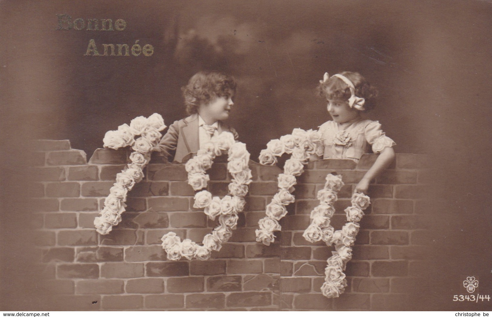 Happy New Year, Bonne Année Gelukkig Nieuwjaar 1914, Young Girls, Jeune Filles (pk43413) - New Year