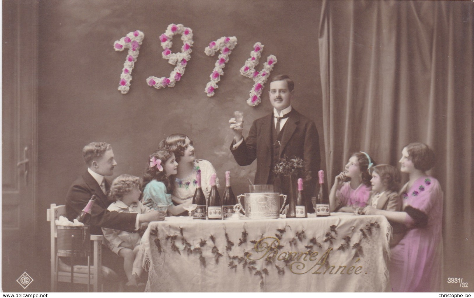 Happy New Year, Bonne Année Gelukkig Nieuwjaar 1914, Party Table, Des Fêtes, Famille, Family (pk43417) - Nieuwjaar