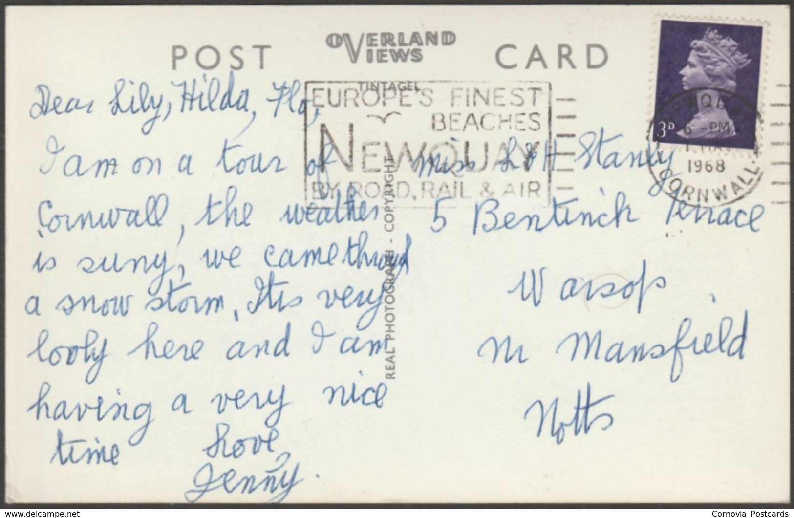 Multiview, Newquay, Cornwall, 1968 - Overland Views RP Postcard - Newquay