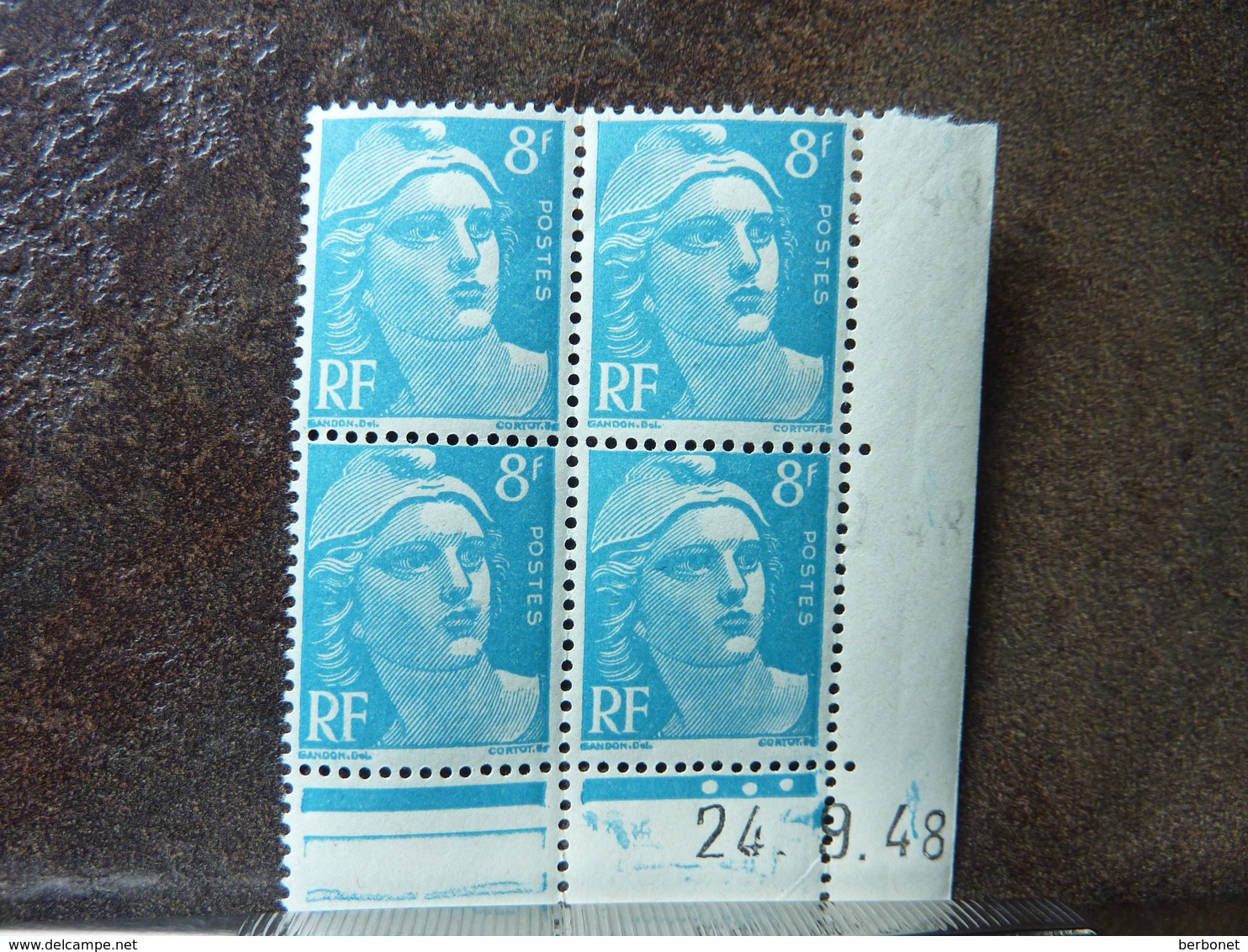 Marianne De Gandon (8F Bleu) Bloc De Quatre Coin Daté  YT= 810  ** MNH Parfait état - 1945-54 Marianne De Gandon