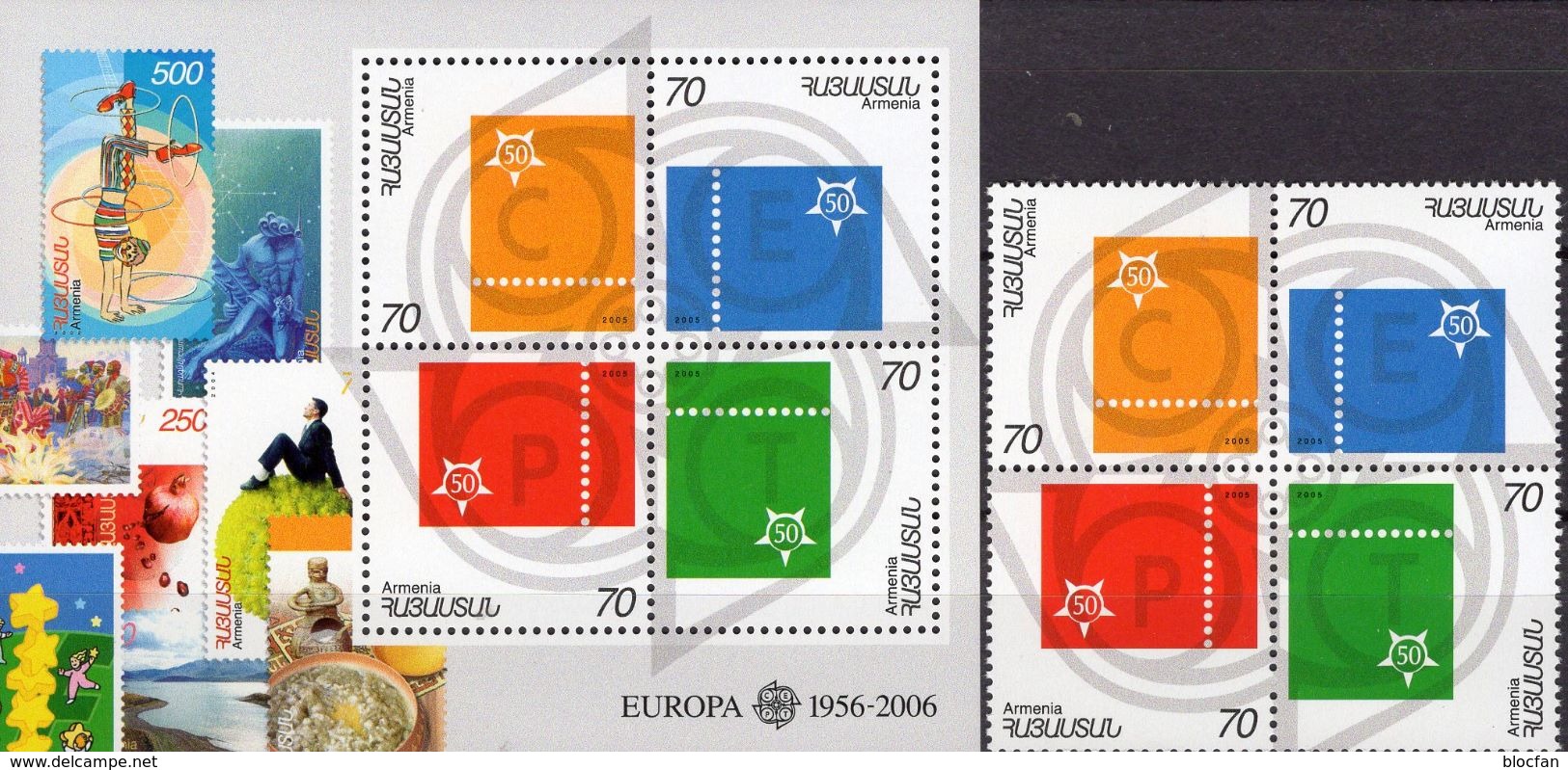 EUROPA Armenia 4-Block+Bl.24 ** 6€ Emblem/Symbol Stamps Hojas Blocs M/s Sheets S/s Se-tenants Bf 50 Years CEPT 2006 - 2006