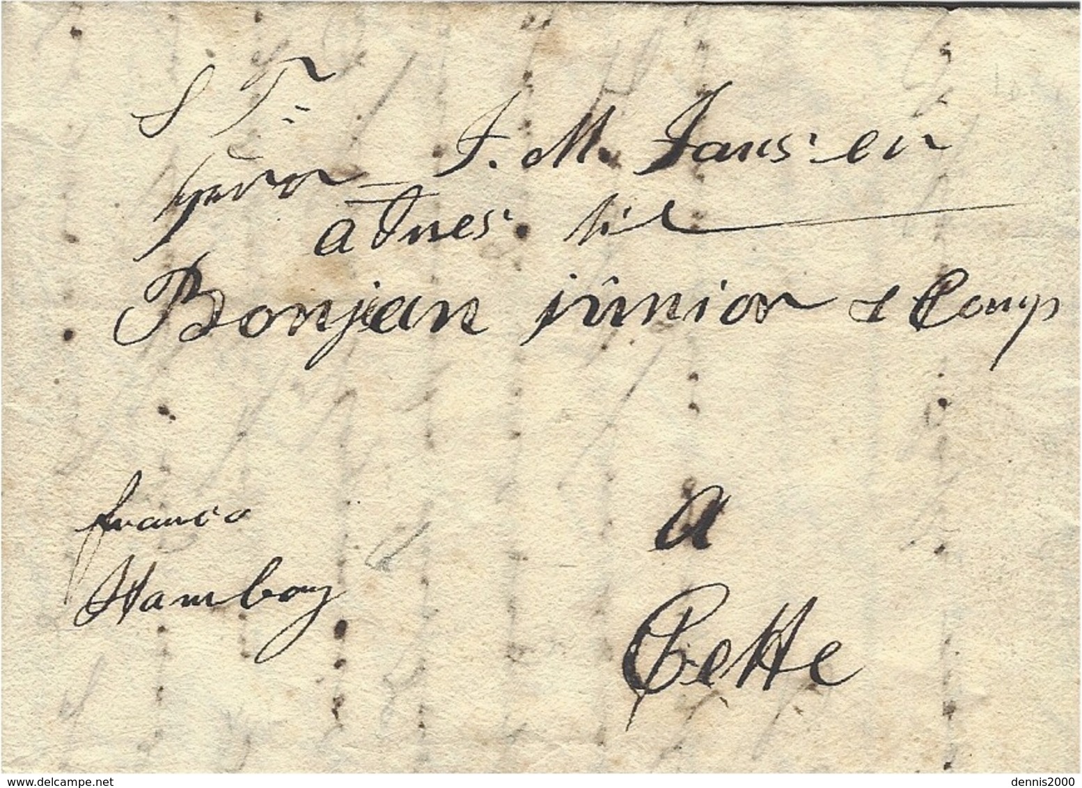 1824- Letter From Copenhagen  To Cette ( South Ot France )  " Franco Hamburg "  Also No Rating From Hamburg To Cette - ...-1851 Prephilately