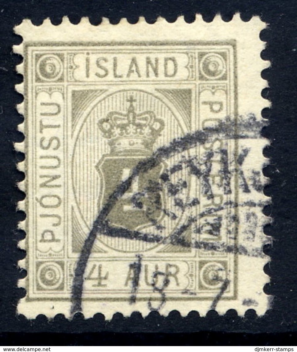 ICELAND 1900 Official 4 Aur., Used.  Michel Dienst 9 - Oficiales