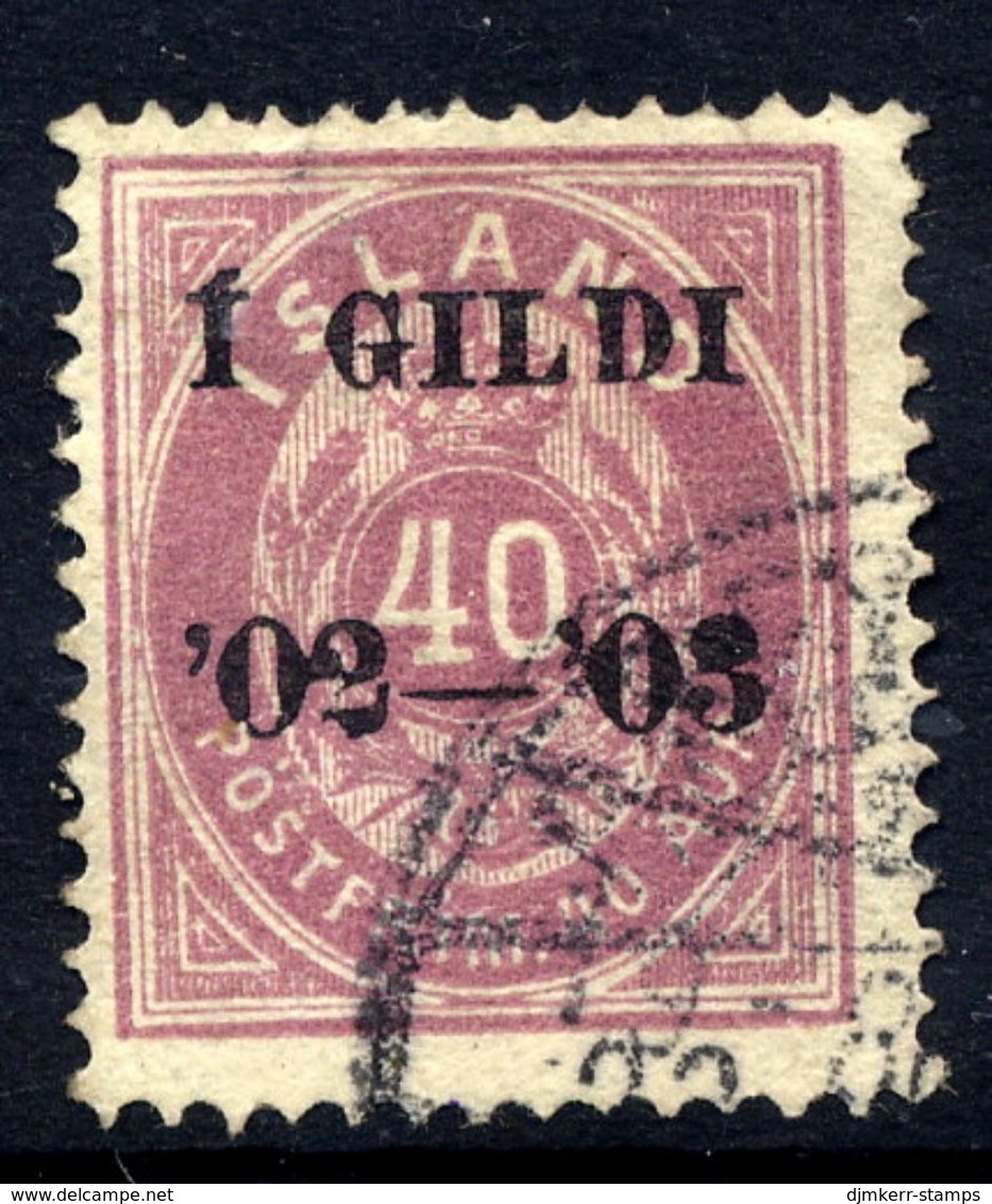 ICELAND 1902 I GILDI Overprint On 40 Aur. Perforated 14:13½ Used.  Michel 32A - Gebruikt
