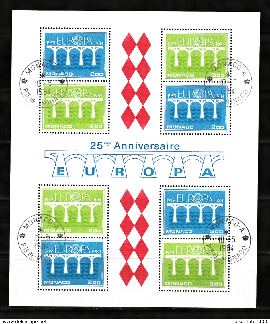 Monaco 1984 : Bloc N°28 Avec Timbres Yvert & Tellier N° 1418 Et 1419 (4x) Et Avec Oblitérations Rondes. - Blokken