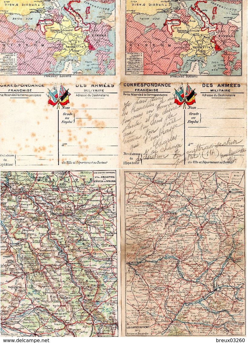 2 Cartes Du Front-Europe Centrale-( Pas La Même Carte à L'intérieur)- - Lettres & Documents