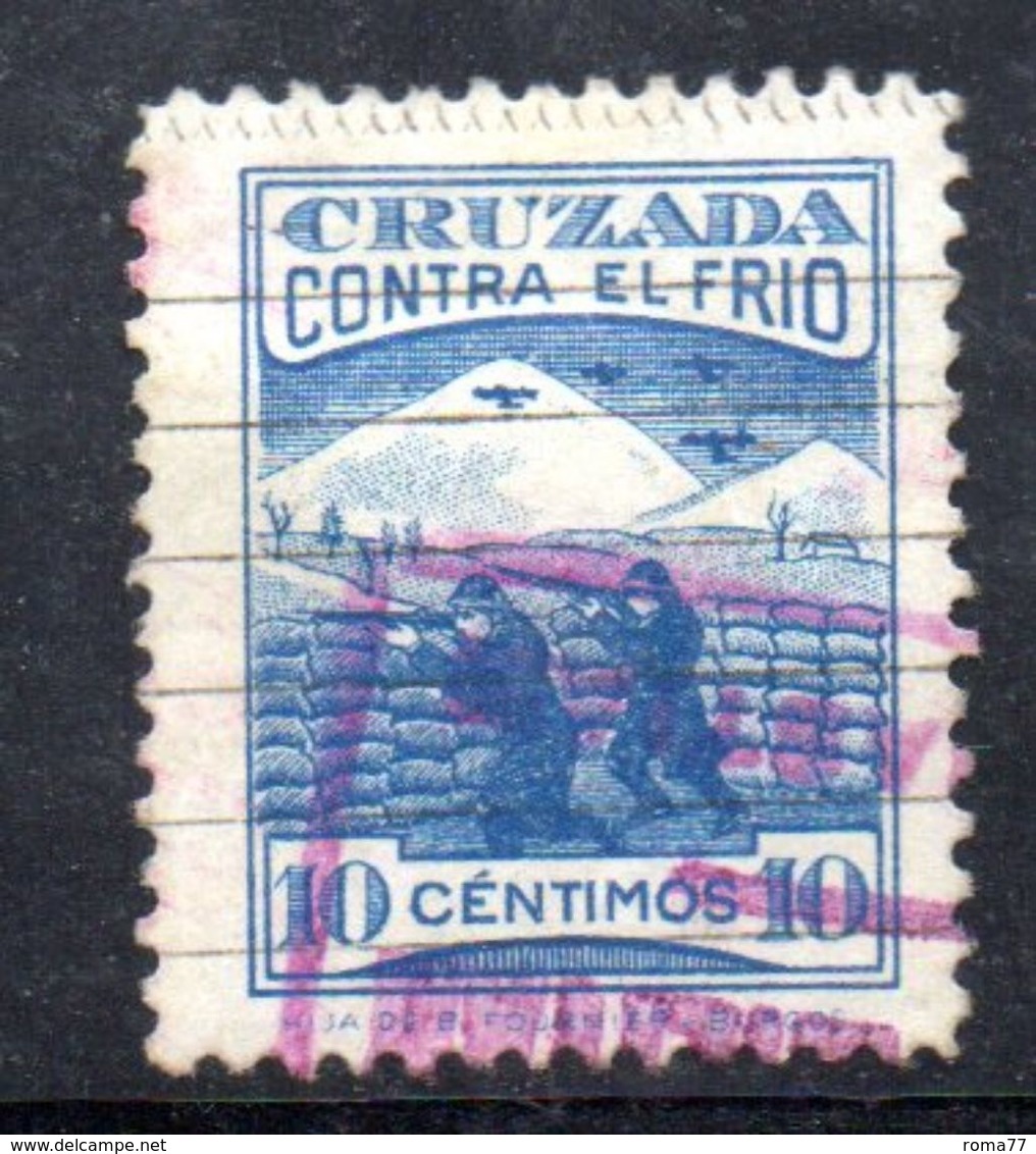W868 - SPAGNA SELLO CRUZADA CONTRA EL FRIO 10 CENTIMOS. GUERRA CIVIL Usato . - Spanish Civil War Labels