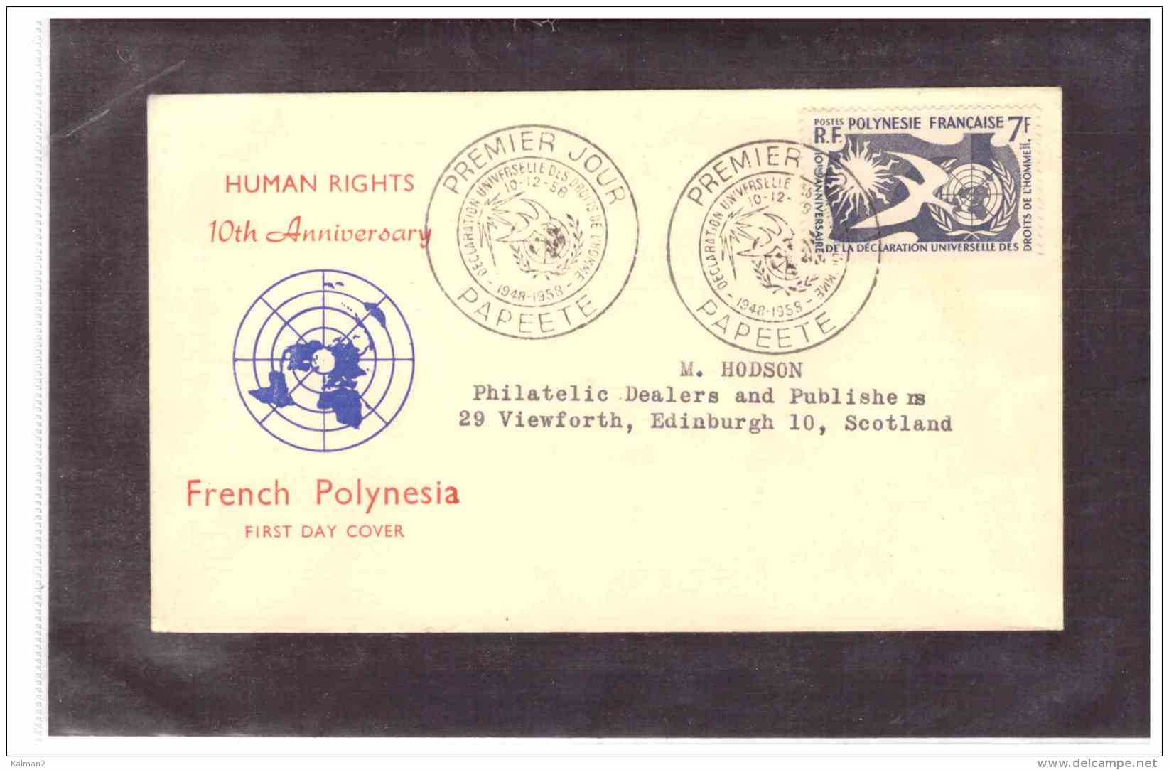 TEM9955   -    PAPEETE     /    FDC   " HUMAN RIGHTS  " -   MICHEL NR.   14 - FDC