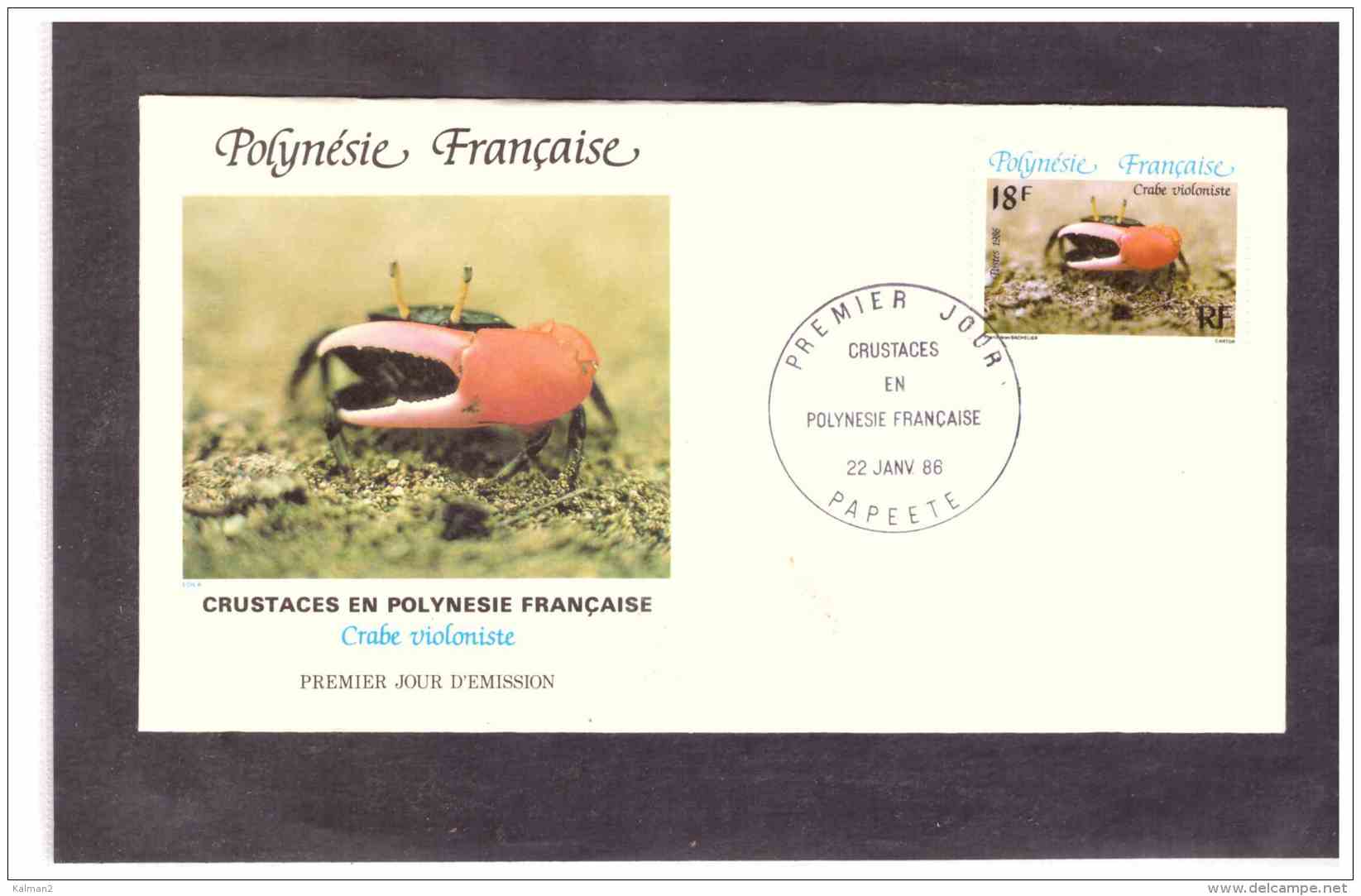 TEM9956   -    PAPEETE  22.1.88   /    FDC   " CRUSTACES  " -   MICHEL NR.   42/44 - FDC