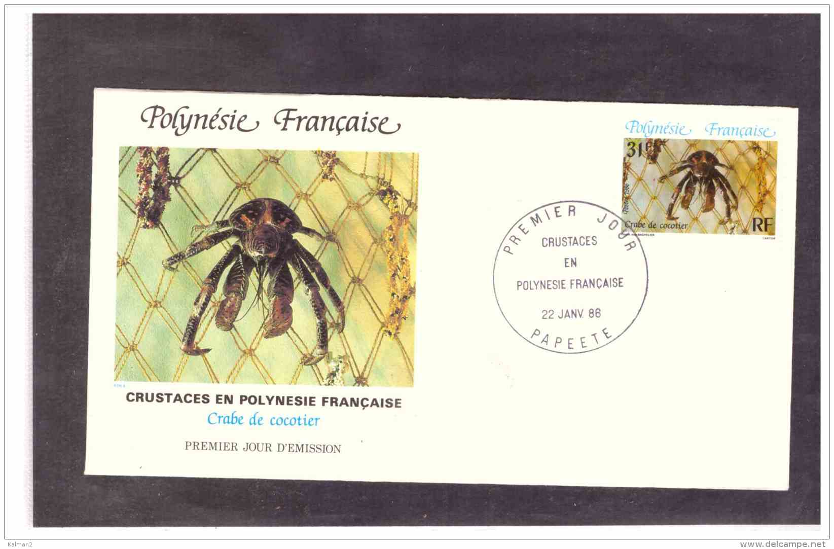 TEM9956   -    PAPEETE  22.1.88   /    FDC   " CRUSTACES  " -   MICHEL NR.   42/44 - FDC