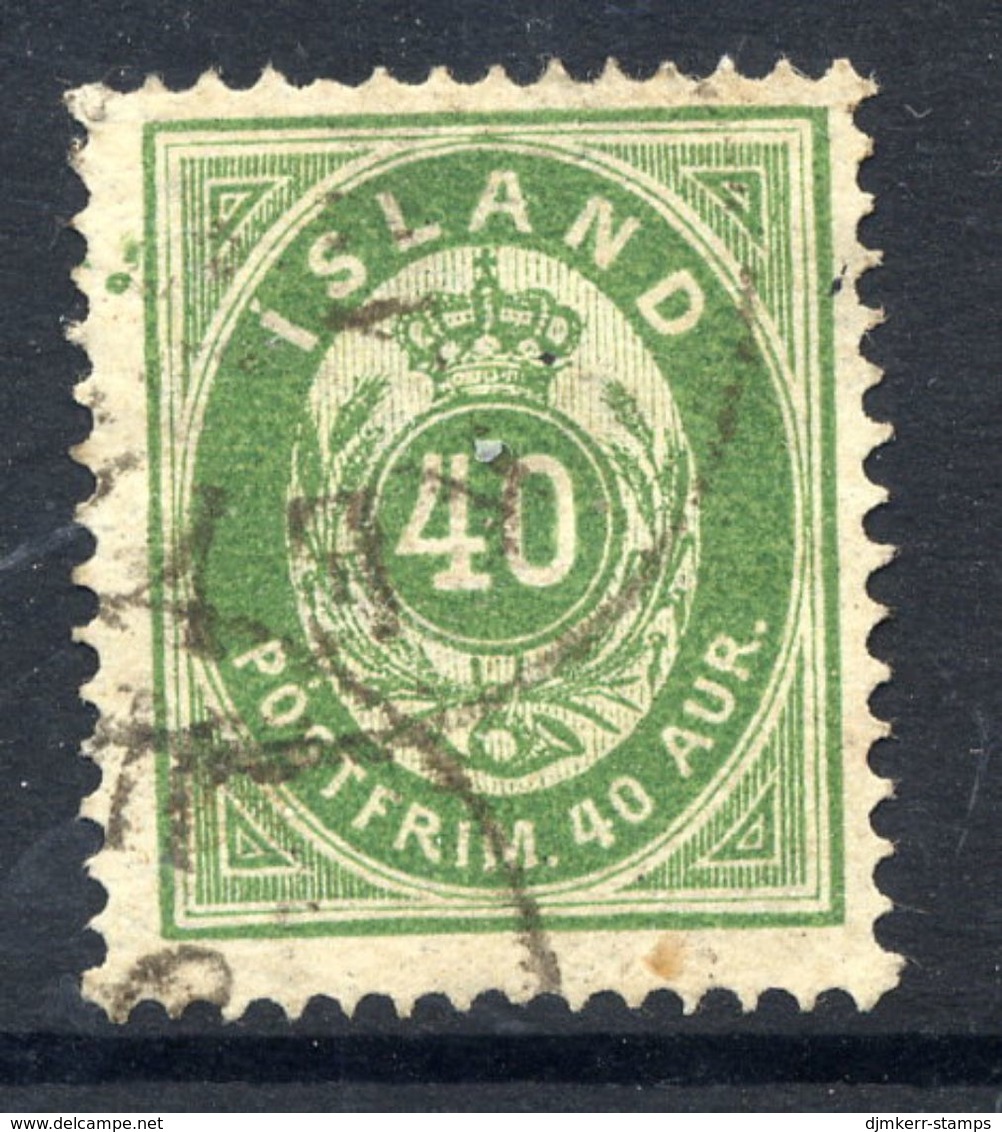 ICELAND 1876 Definitive 40 Aur. Perforated 14:13½ , Used.  Michel 11A - Used Stamps