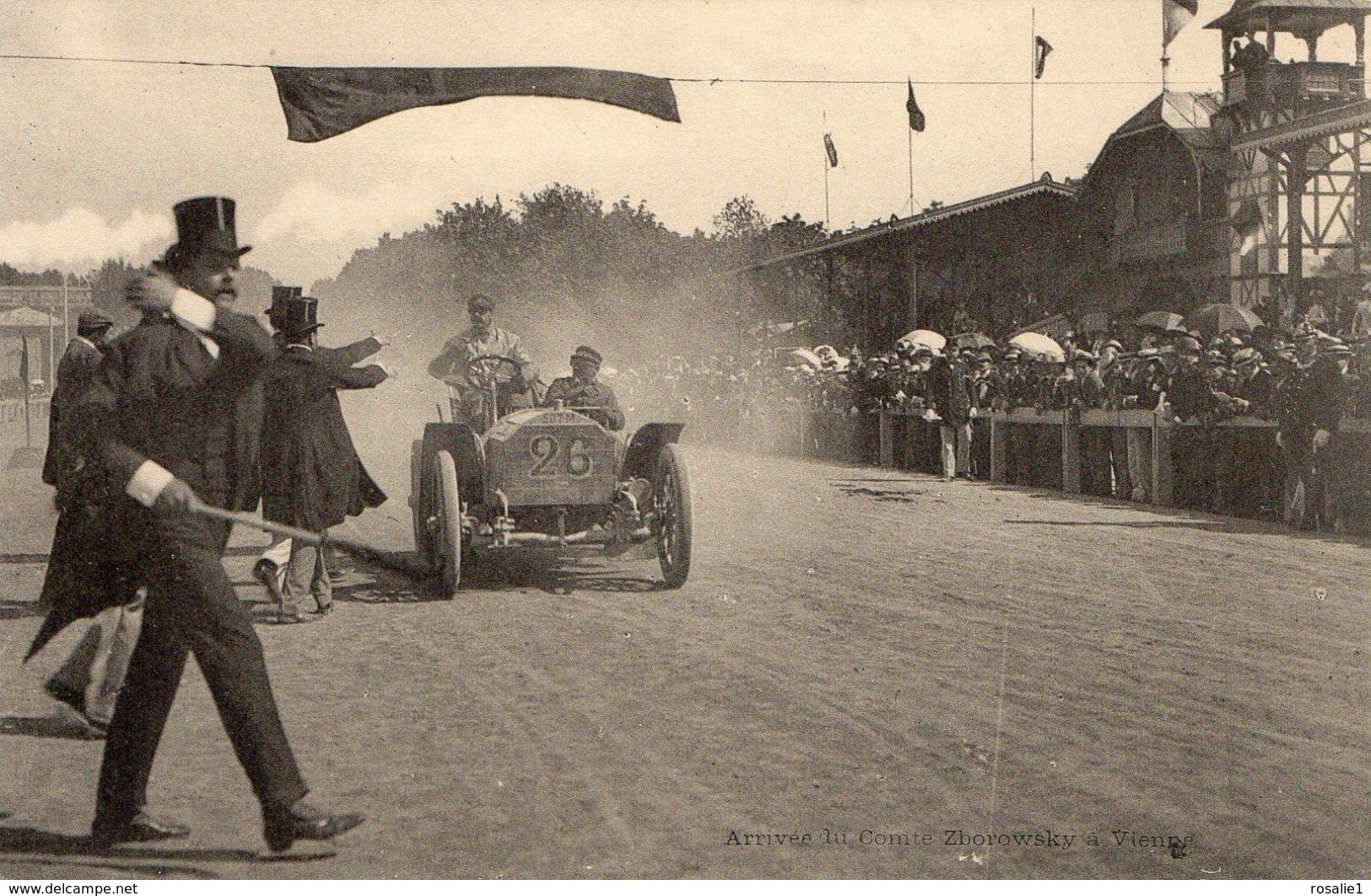 Cpa  Course Automobile Paris Vienne 1902 Arrivée Du Comte Zborowsky - Autres & Non Classés