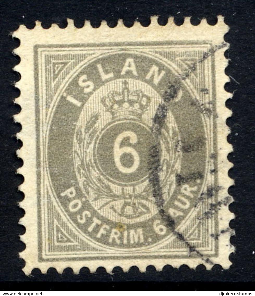 ICELAND 1896 Definitive 6 Aur. Perforated 12¾ , Used.  Michel 7B - Oblitérés