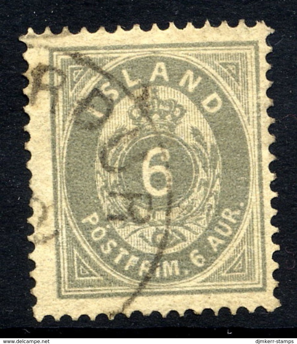 ICELAND 1876 Definitive 6 Aur. Perforated 14:13½, Used.  Michel 7A - Usados