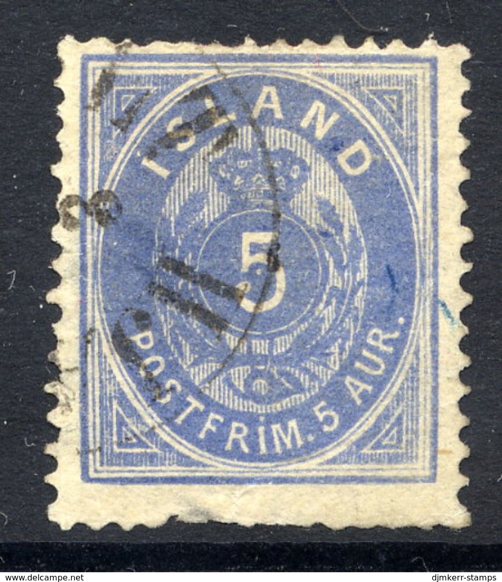 ICELAND 1876 Definitive 5 Aur. Perforated 14:13½, Used.  Michel 6A - Gebraucht