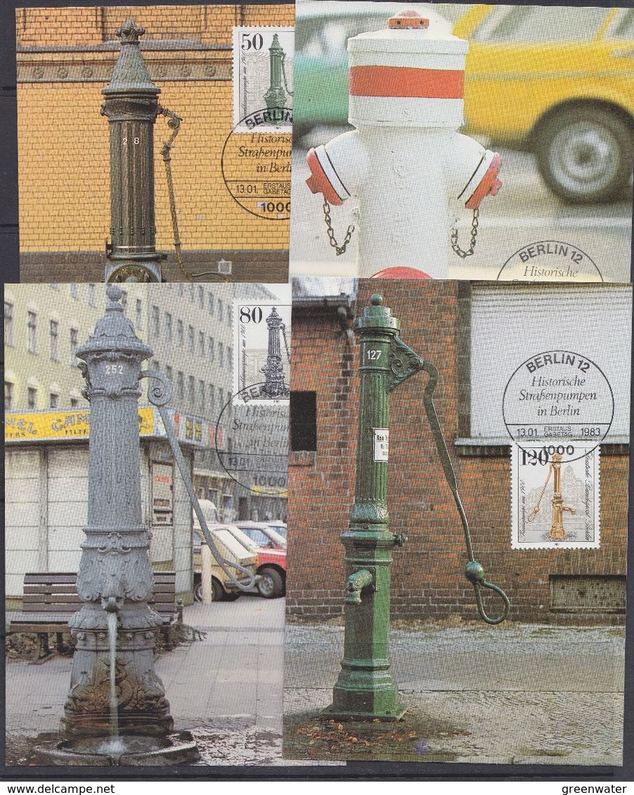 Berlin 1983 Historische Strassenpumpen In Berlin 4v 4 Maxicards (37607) - Maximum Kaarten
