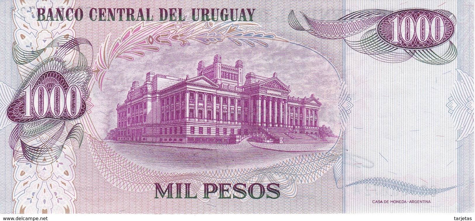 BILLETE DE URUGUAY DE 1000 PESOS DEL AÑO 1974 SIN CIRCULAR-UNCIRCULATED (BANKNOTE) - Uruguay