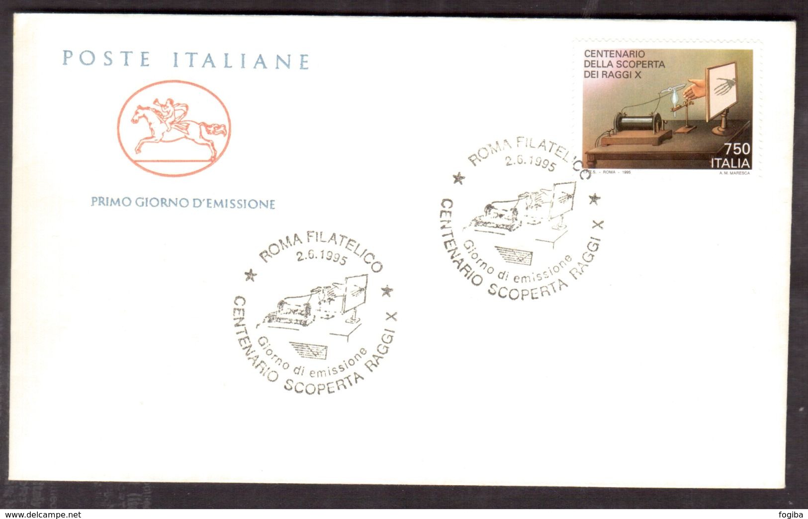 D24 Italy FDC 1995 X-RAY Centenary Stamps Cover Health Medicine Radiation - Medicine