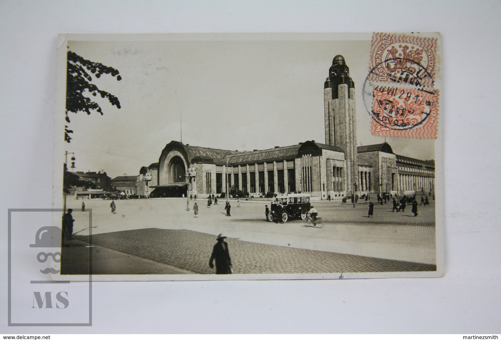 Real Photo Postcard Finland - Helsinki - Helsingfors - Old Cars, Animated, Posted 1929 - Finlandia