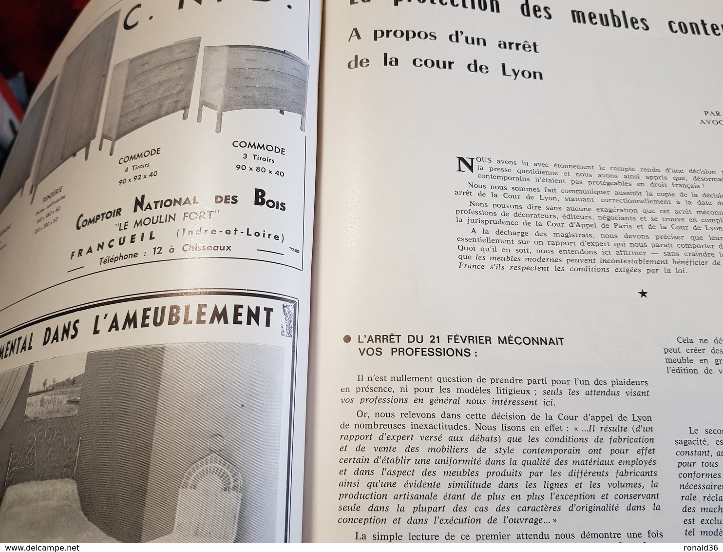 REVUE DE L'AMEUBLEMENT Décoration Meuble Chaise Table Buffet Armoire AMCO MAJORELLE MALOTTE RACHET THONET SMU DELAROUZEE - Home Decoration