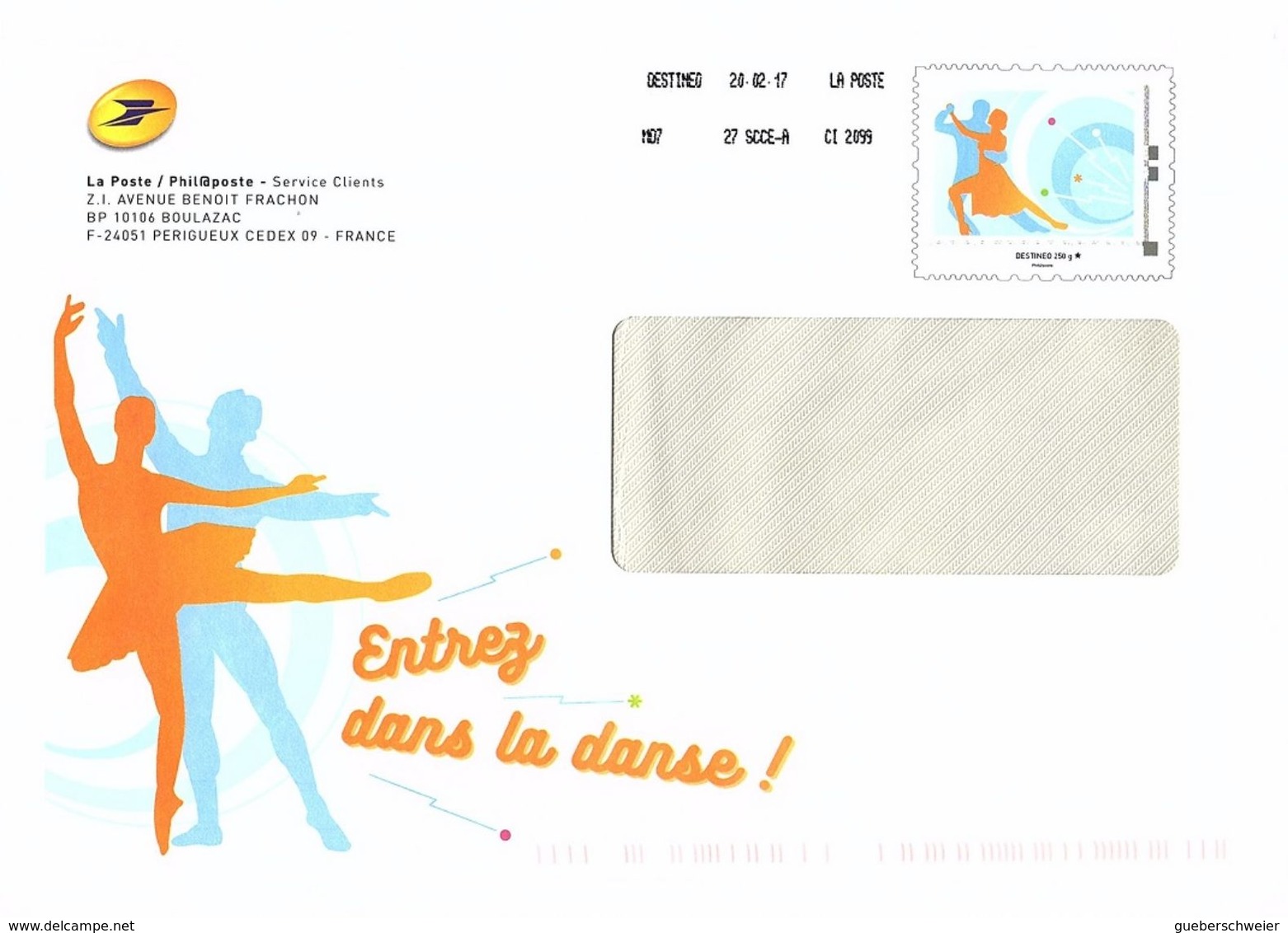 FRANCE Entier Postal Philaposte "Entrez Dans La Danse" Aff. Monde 250 Grs - Pseudo-entiers Officiels