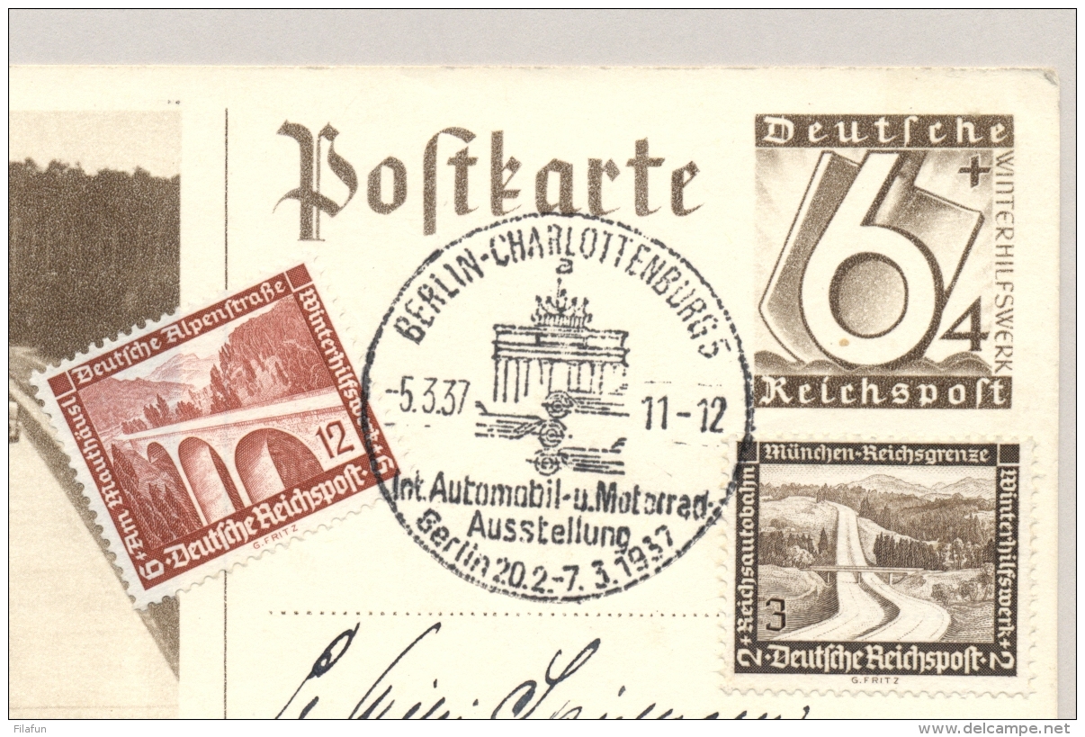 Deutsches Reich - 1947 - 6+4Pf Postkarte Erster Spatenstich Autobahn / Automobil Ausstellung Berlin - Andere & Zonder Classificatie