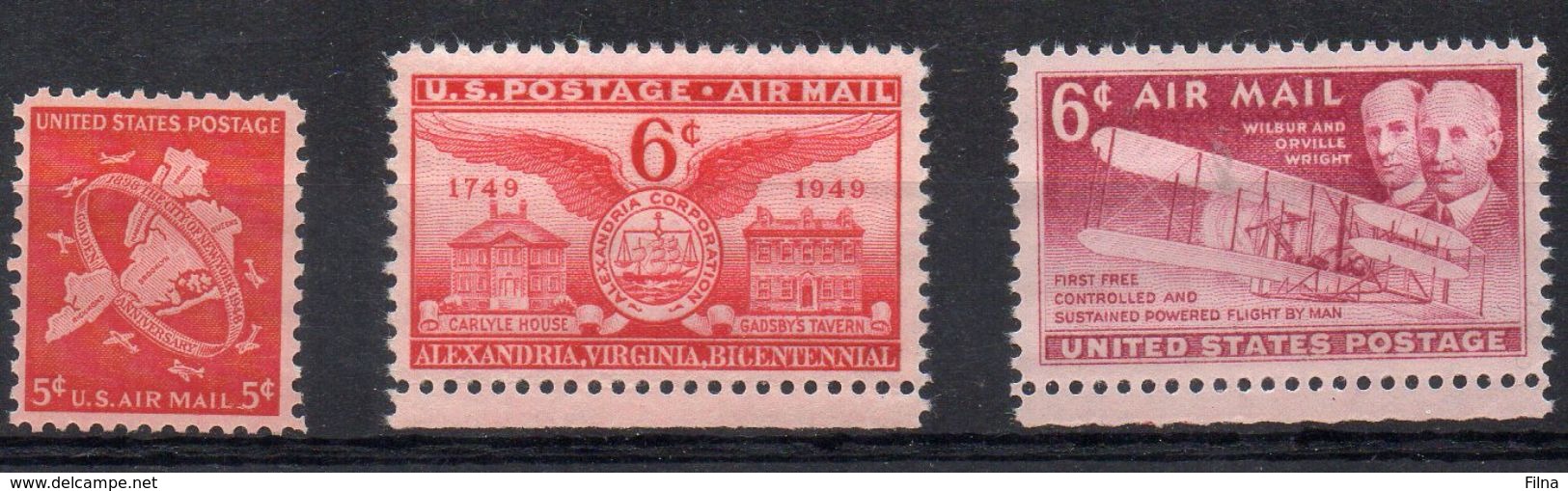U.S.A. - STATI UNITI D'AMERICA 1948/49 - POSTA AEREA - 3 VALORI - ** - Nuovi