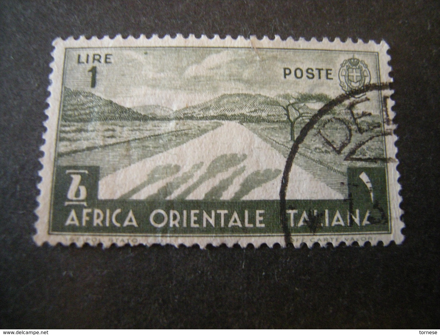 AFRICA ORIENT. ITALIANA - 1938, Pittorica, Sass N. 12, Lire 1, Usato - Italienisch Ost-Afrika