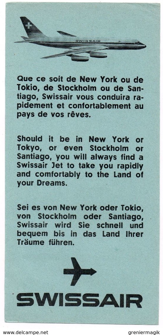 Publicité Swissair Compagnie Aérienne Suisse (Années 1950/1960) - Publicités