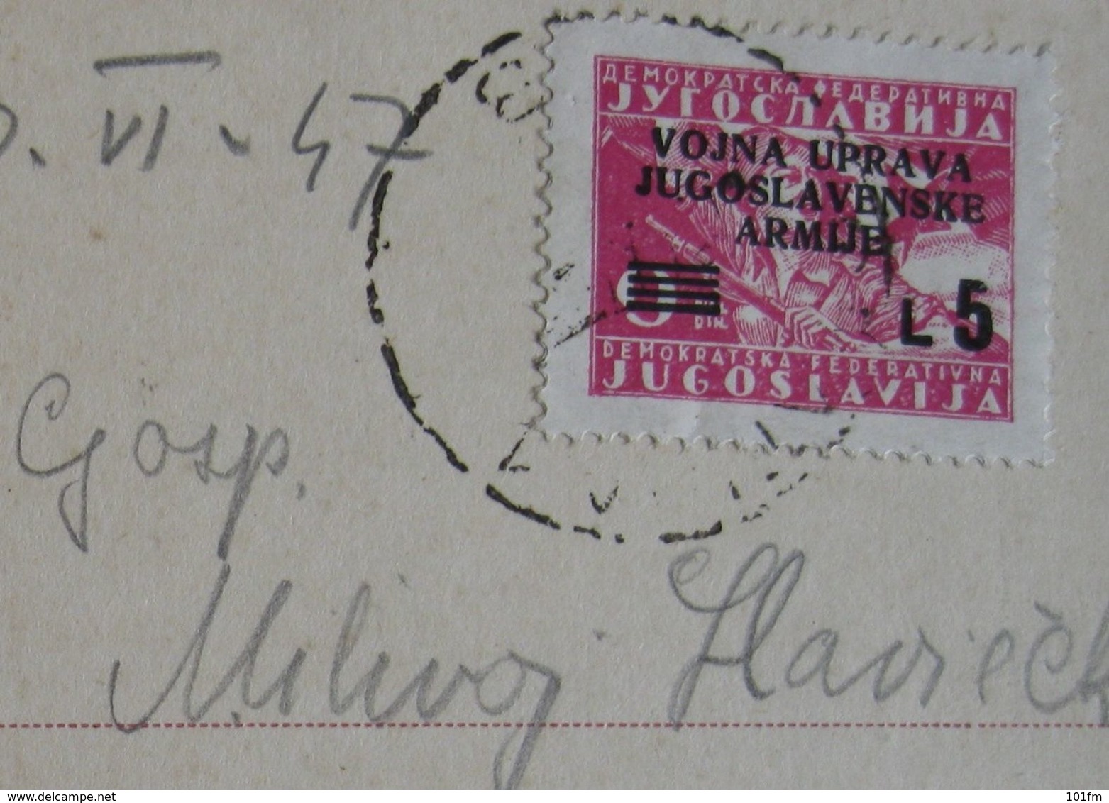 POSTCARD ABBAZIA - OPATIJA 1947 STT VUJA VUJNA OVERPRINT L5 - Used Stamps