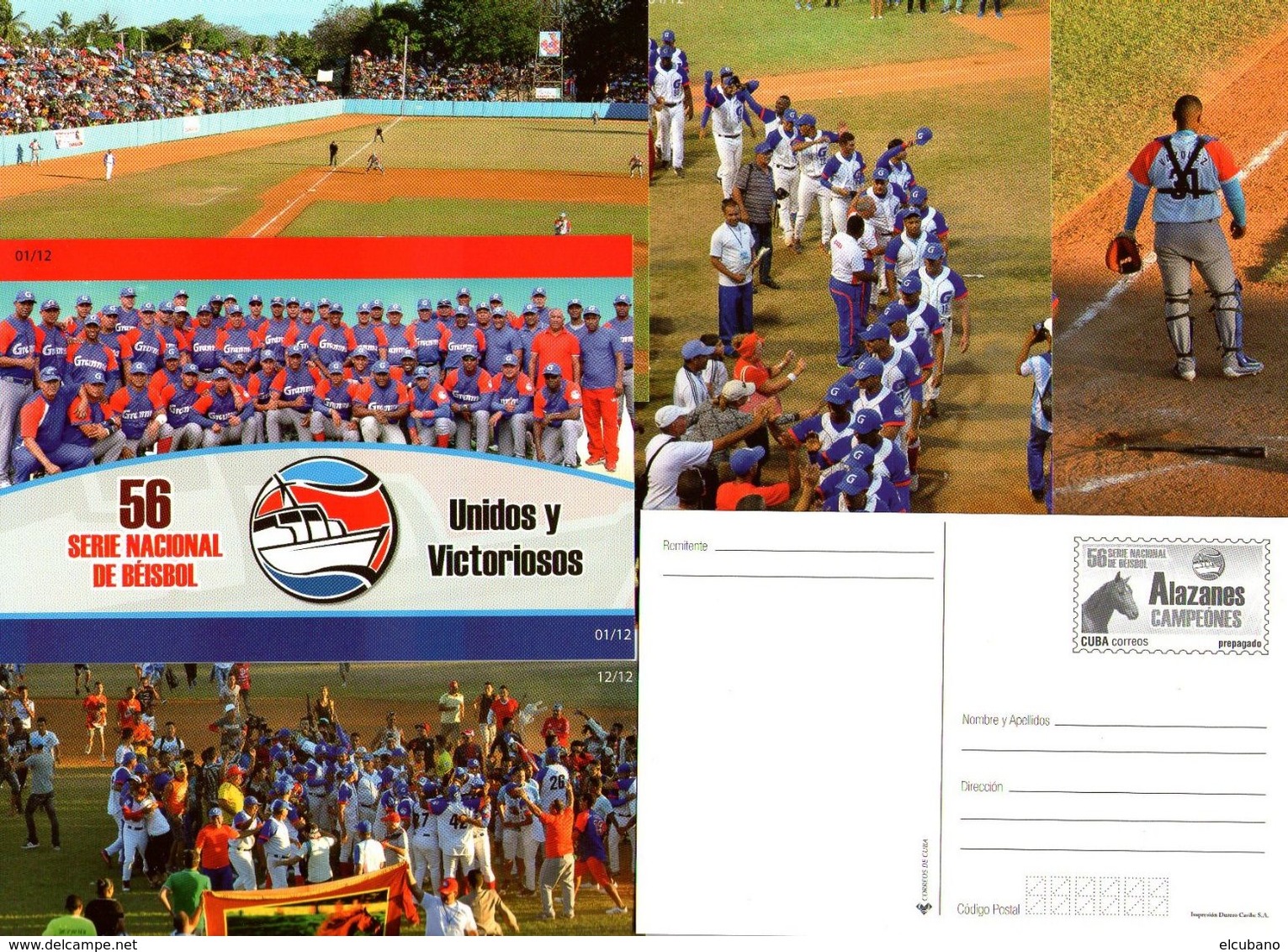 Baseball Pelota Cofanetto 12 Cartoline Preaffrancate 56 Campionato Cuba 2017 - Altri & Non Classificati