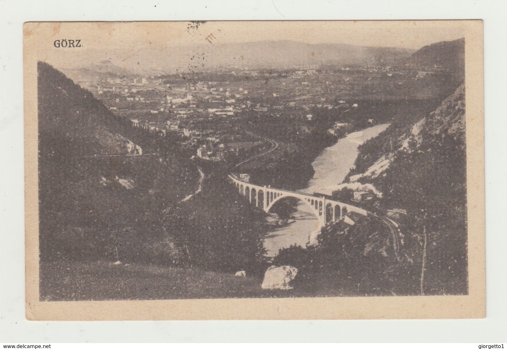 GORIZIA - PAESAGGIO CON PONTE POSTA MILITARE 53 - 14.01.1919 - AFFRANCATURA 5+5 CENT SOVRASTAMPA VENEZIA GIULIA - CARD - Gorizia