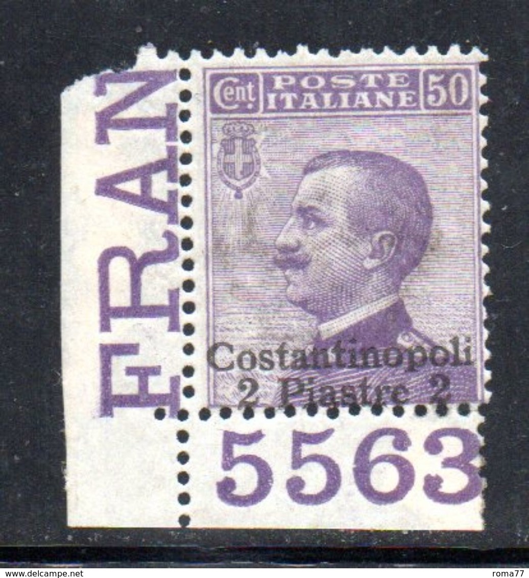 W968 - LEVANTE COSTANTINOPOLI 1909 , Il N. 24  *  . Angolo Di Foglio Con NUMERO DI TAVOLA - General Issues