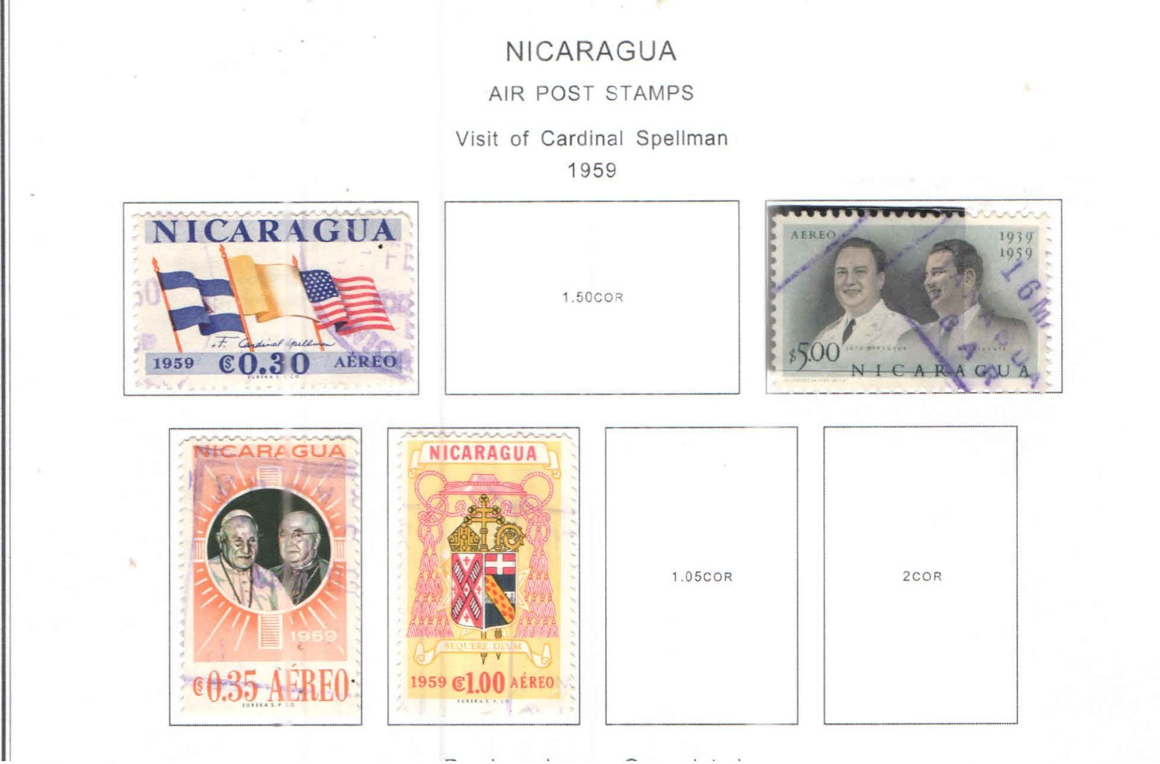 Nicaragua PA 1959 Visita Card.Splellman   Scott.C430+431+432+436+ NuoviUsed  See Scans On Scott.Album+ - Nicaragua