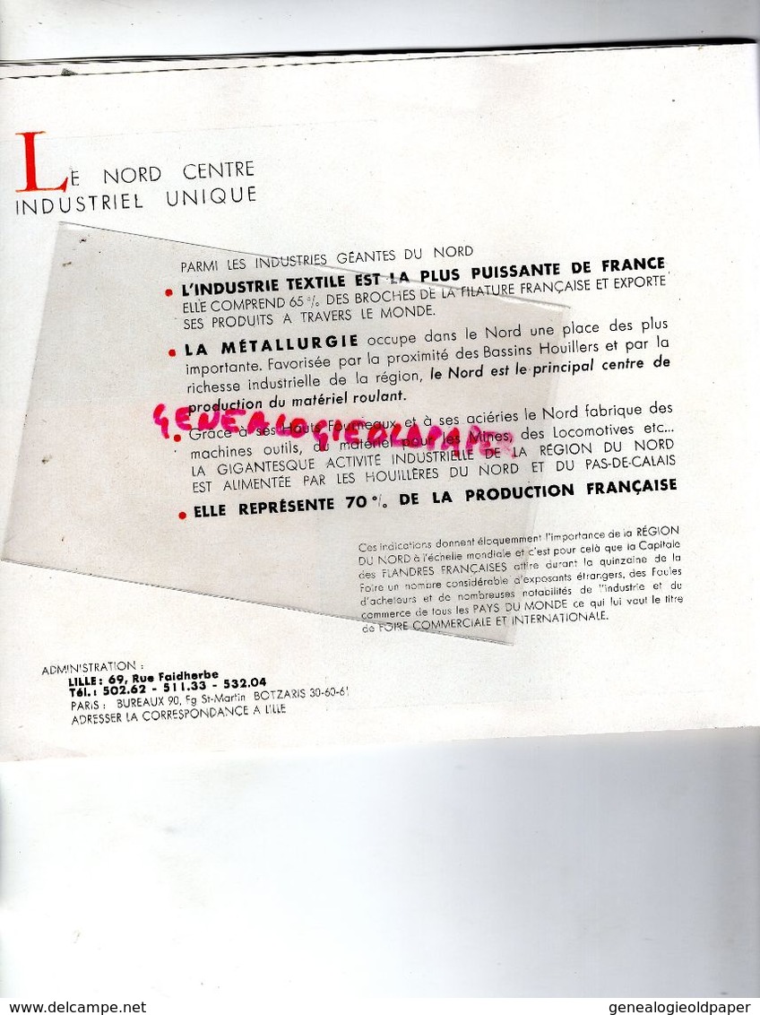 59- LILLE- RARE CATALOGUE FOIRE DE LILLE-1950-CONSTRUCTION HALLES-OCCUPATION ALLEMAGNE-VERMEYLEN-DEPREUX-LANQUETIN