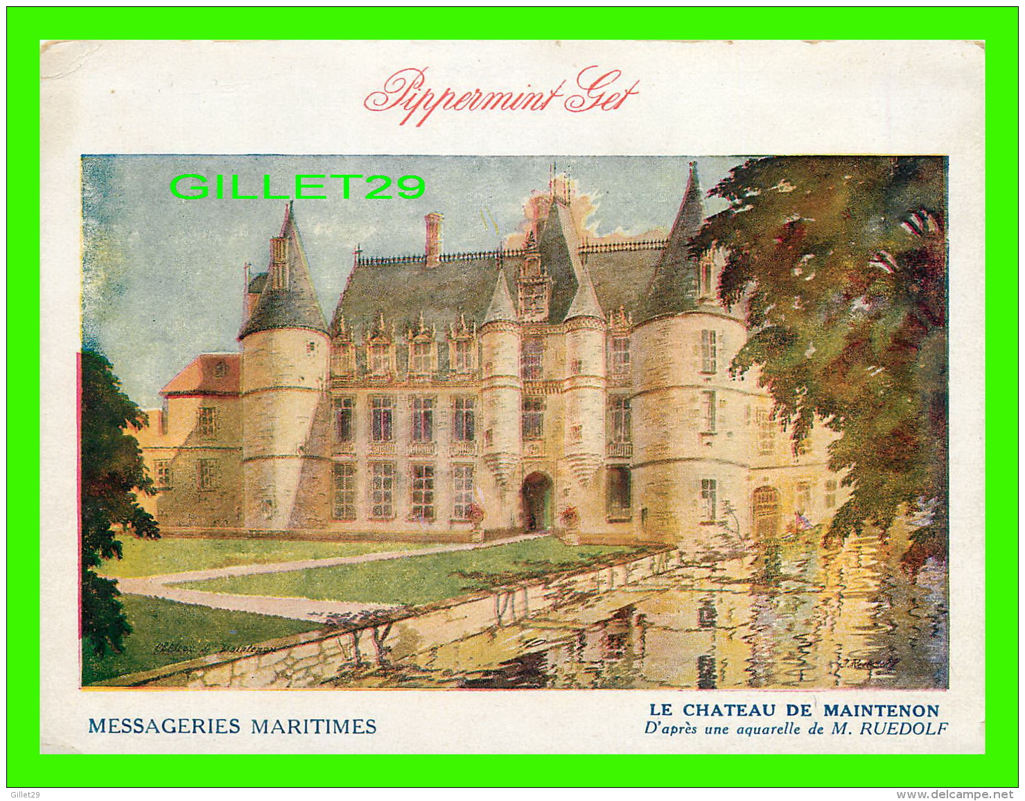 ART - EPINTURE - LE CHATEAU DE MAINTENON, AQUARELLE DE M. RUEDOLF - MESSAGERIES MARITIMES - - Peintures & Tableaux