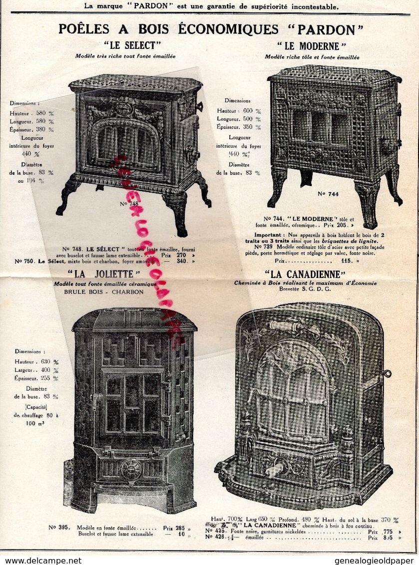 94- IVRY- RARE CATALOGUE LE CHAUFFAGE PARDON-27 RUE PARMENTIER-PARIS-128 BD RICHARD LENOIR-LA MONDIALE-CANADIENNE-POELES - Petits Métiers