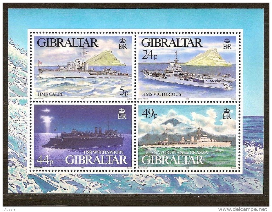 Gibraltar 1995 Yvertnr Bloc 21 *** MNH   Cote 11,00 Euro  Navires De Guerre Boten Ships - Gibilterra