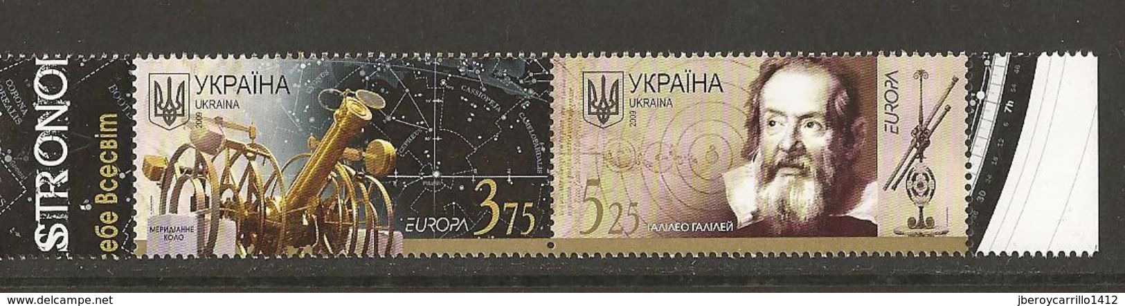 UCRANIA /UKRAINE /UKRAINA - EUROPA 2009 - "ASTRONOMIA" -  SERIE De 2 V. JUNTOS - DENTADA - 2009