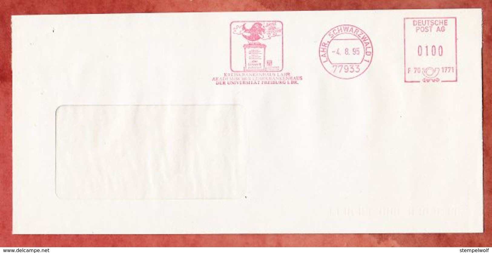 Brief, Francotyp-Postalia F70-1771, Kreiskrankenhaus Lahr, 100 Pfg, 1995 (46787) - Maschinenstempel (EMA)