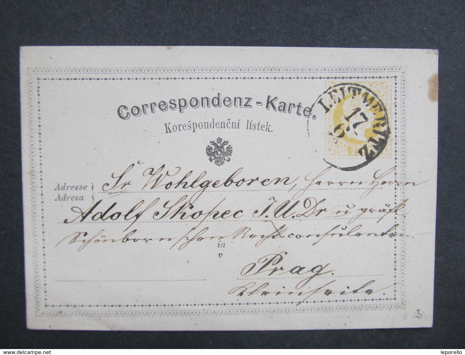 GANZSACHE Leitmeritz - Prag 1872 Korrespondenzkarte   /// D*30100 - Briefe U. Dokumente