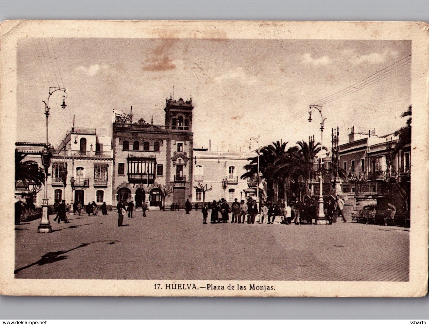 HUELVA Plaza De Las Monjas Animación C. 1918 Nicolás Pomar - Huelva