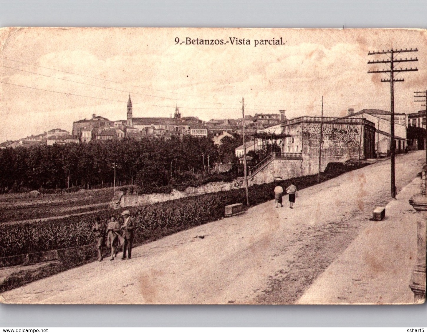 BETANZOS 2 Postales Con Animación C. 1918 Vista Parcial + Plaza De Los Hermanos García Naveira - La Coruña