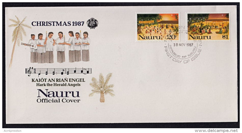 Ca0083 NAURU 1987, SG 366-7  Christmas,  FDC - Nauru