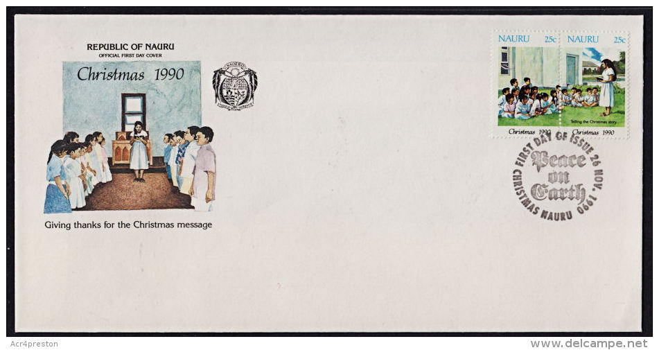 Ca0085 NAURU 1990, SG 385-6  Christmas,  FDC - Nauru