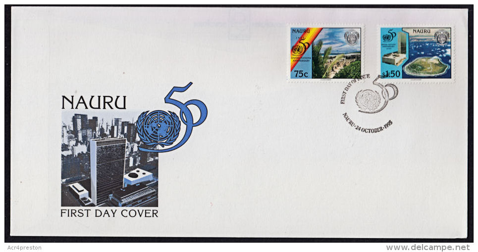 Ca5020 NAURU 1995, SG 444-5 50th Anniv United Nations,  FDC - Nauru